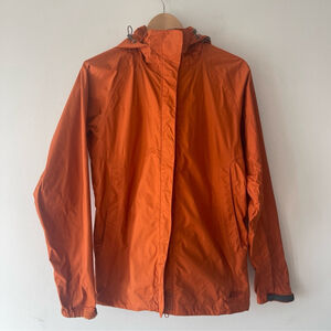 MEC Rain jacket waterproof medium orange hooded windbreaker outdoors travel
